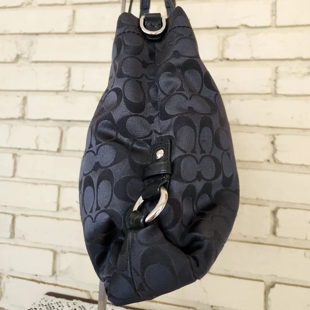 Like New Coach Ashley Black & Gray Handbag Satchal Tote Bag Purse